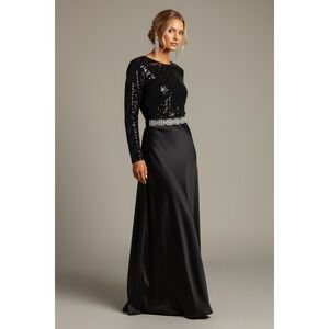 Express Black Sequin XS Long Sleeve Crop Top Sparkly Glam Party Old Money